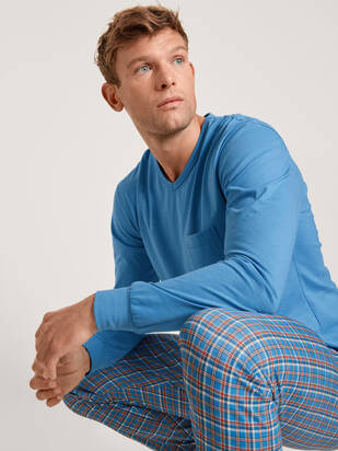 CALIDA Relax Imprint Pyjama azurit-blau